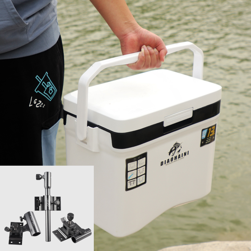 13L - SMALL FISHING BOX - BLACK & WHITE (PLASTER) + THREE SETS OF GUNS